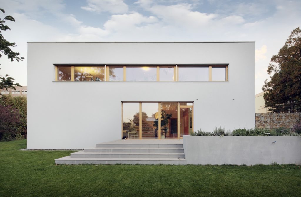 Modern house with European wood windows and lift-and-slide door
